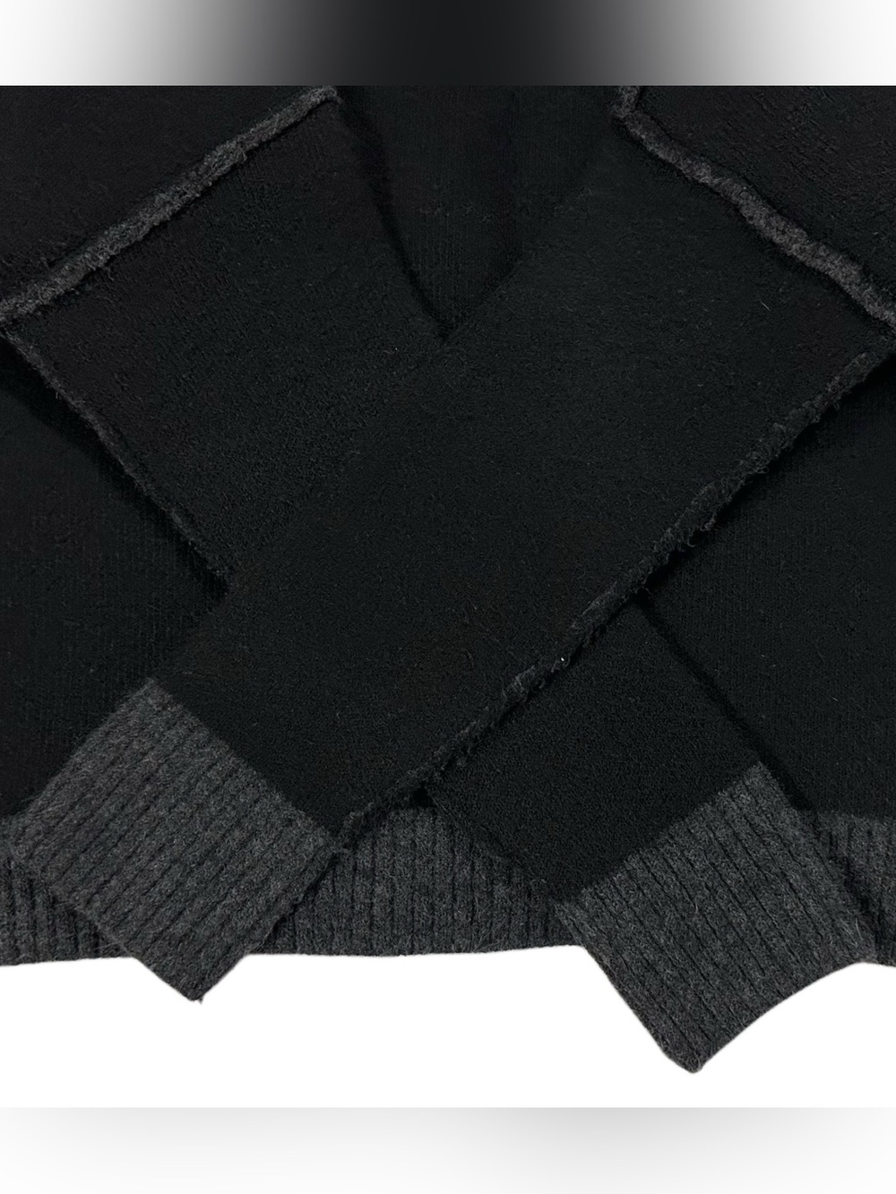 Six/Fifty Black Gray Exposed Seam Sweater Size L Oversized Boxy Pullover - Picture 6 of 11